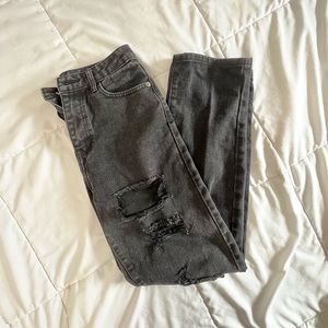 black straight ripped jeans